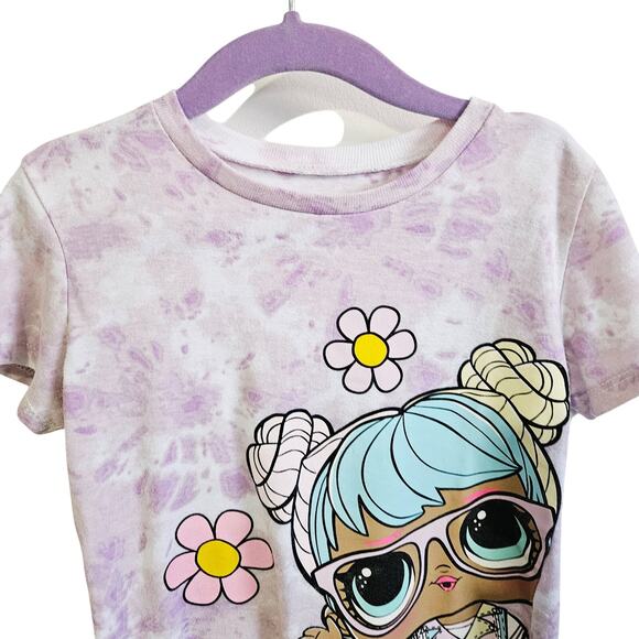 Lol Surprise Girls Size 5 Bon Bon Character Graphic Tee Shirt Purple Tie Dye - Picture 2 of 5